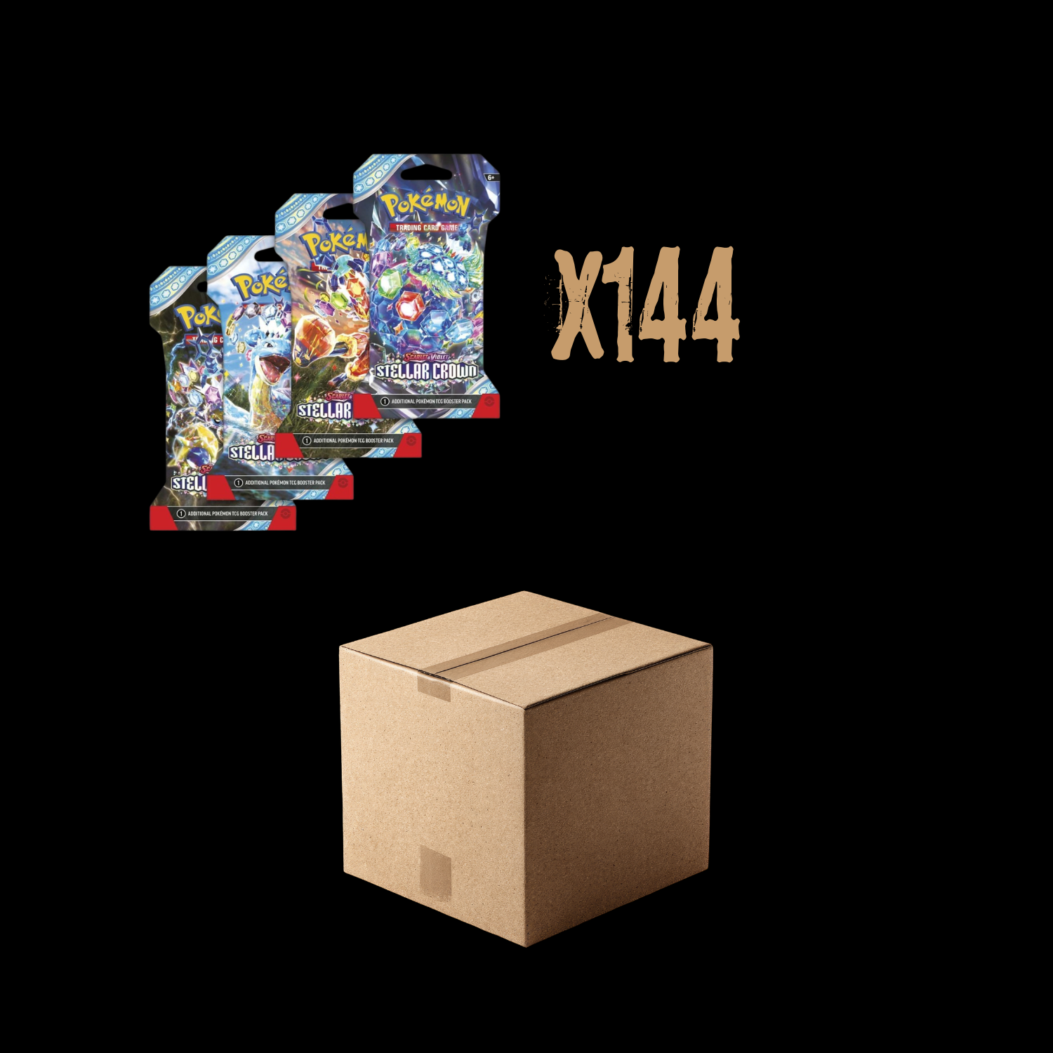 Pokemon Scarlet & Violet Stellar Crown 144x Sleeved Booster Pack Sealed Case