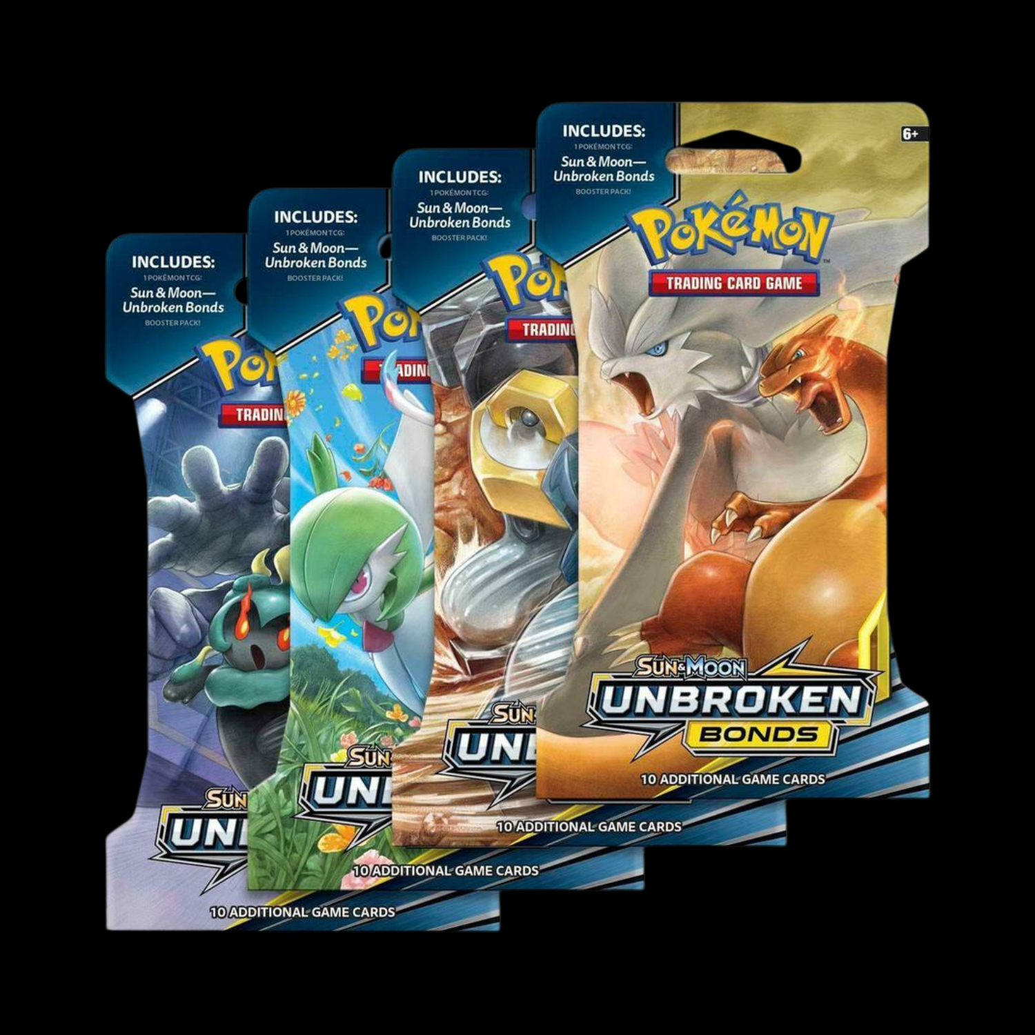 Pokemon Sun & Moon Unbroken Bonds x4 Sleeved Booster Pack Art Set 2019