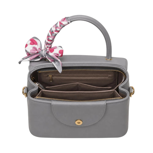 The Lady Cartel Grey Leather Tote Bag for Women