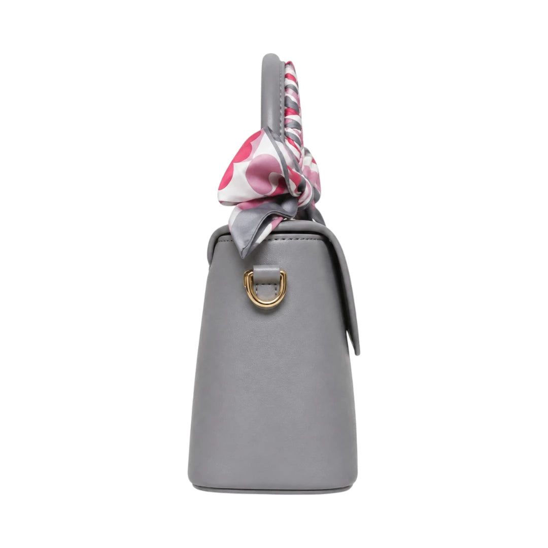 The Lady Cartel Grey Leather Tote Bag for Women