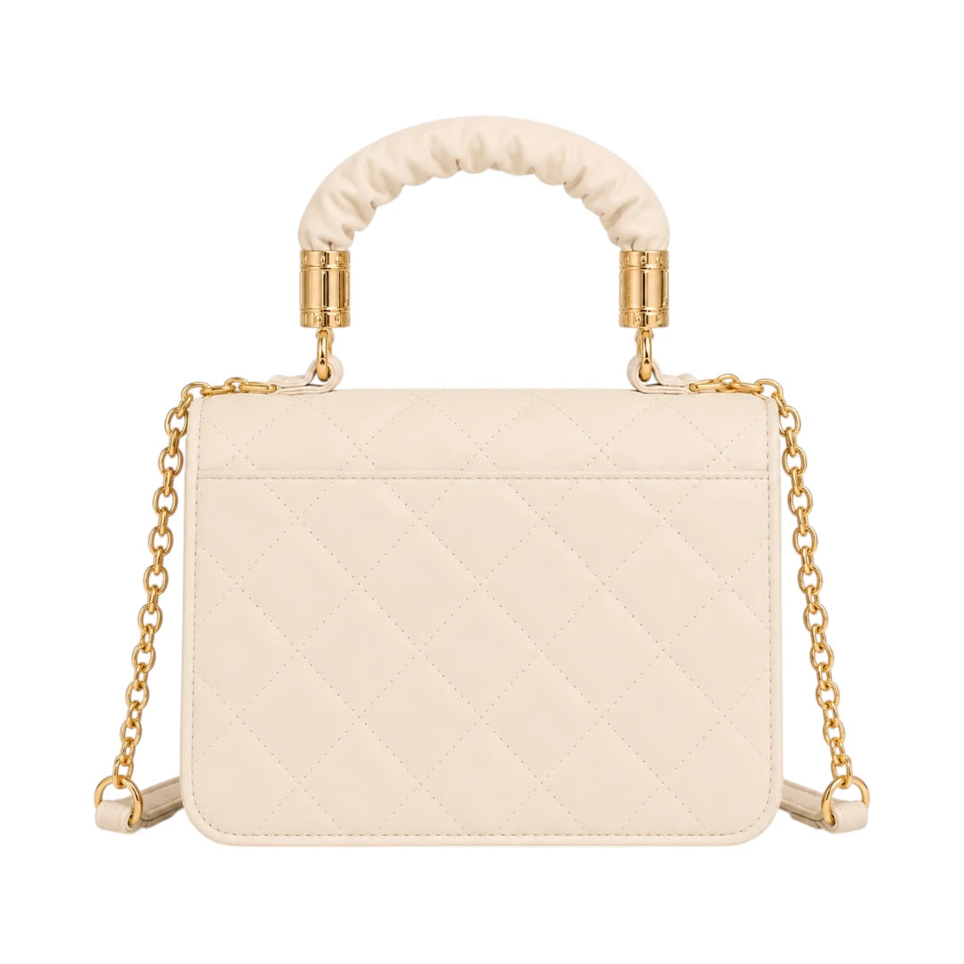 The Lady Cartel Ivory Quilted Chain Tote Bag for Women