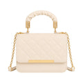 The Lady Cartel Ivory Quilted Chain Tote Bag for Women