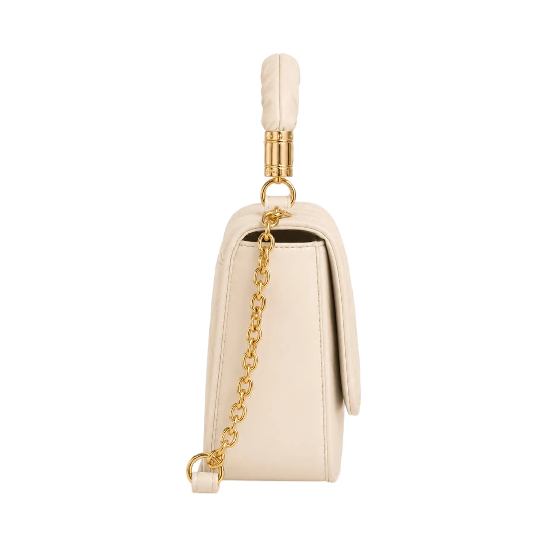 The Lady Cartel Ivory Quilted Chain Tote Bag for Women