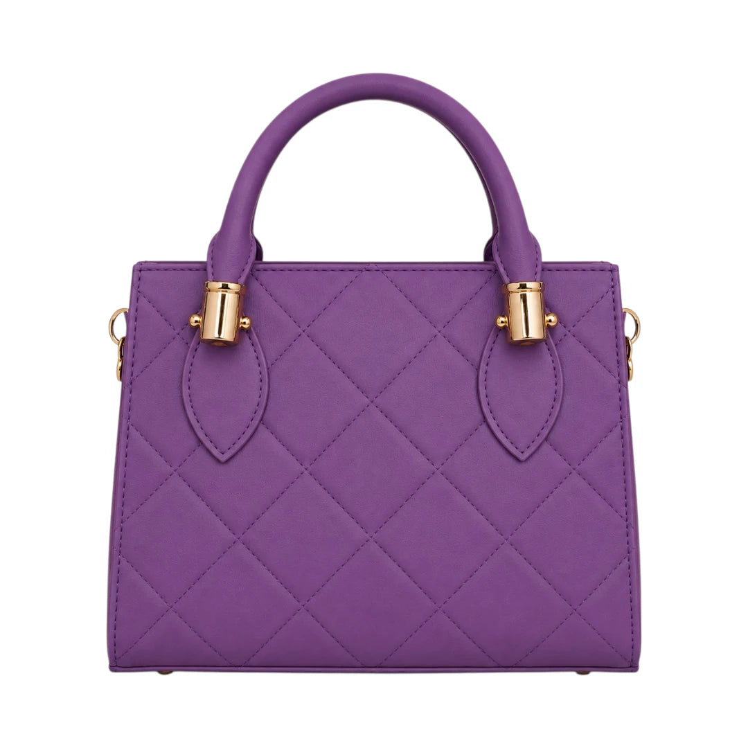 The Lady Cartel Purple Quilted Studded Tote Bag for Women