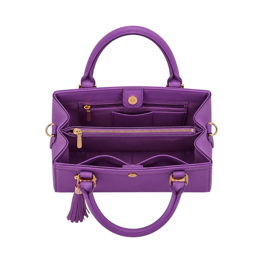 The Lady Cartel Purple Quilted Studded Tote Bag for Women