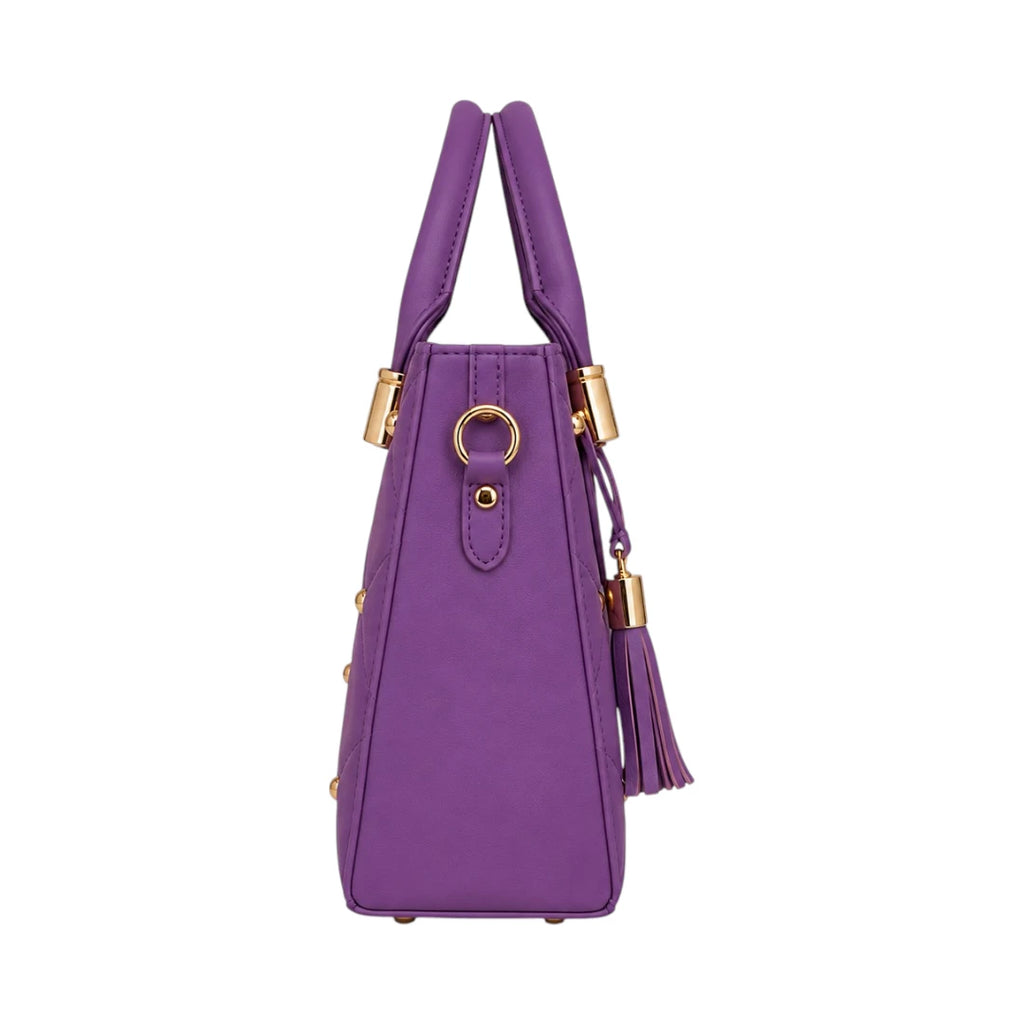 The Lady Cartel Purple Quilted Studded Tote Bag for Women