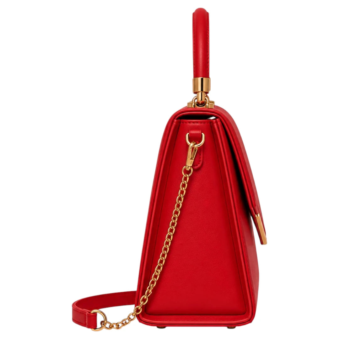The Lady Cartel Red Luxe Leather Tote Bag for Women